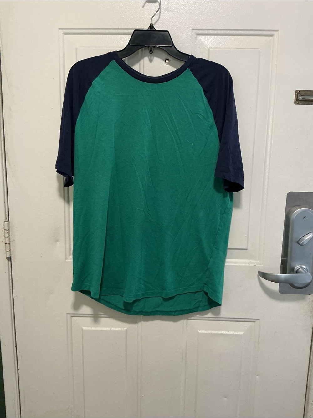 Old Navy Green Body with Navy Raglan Short Sleeve Tee